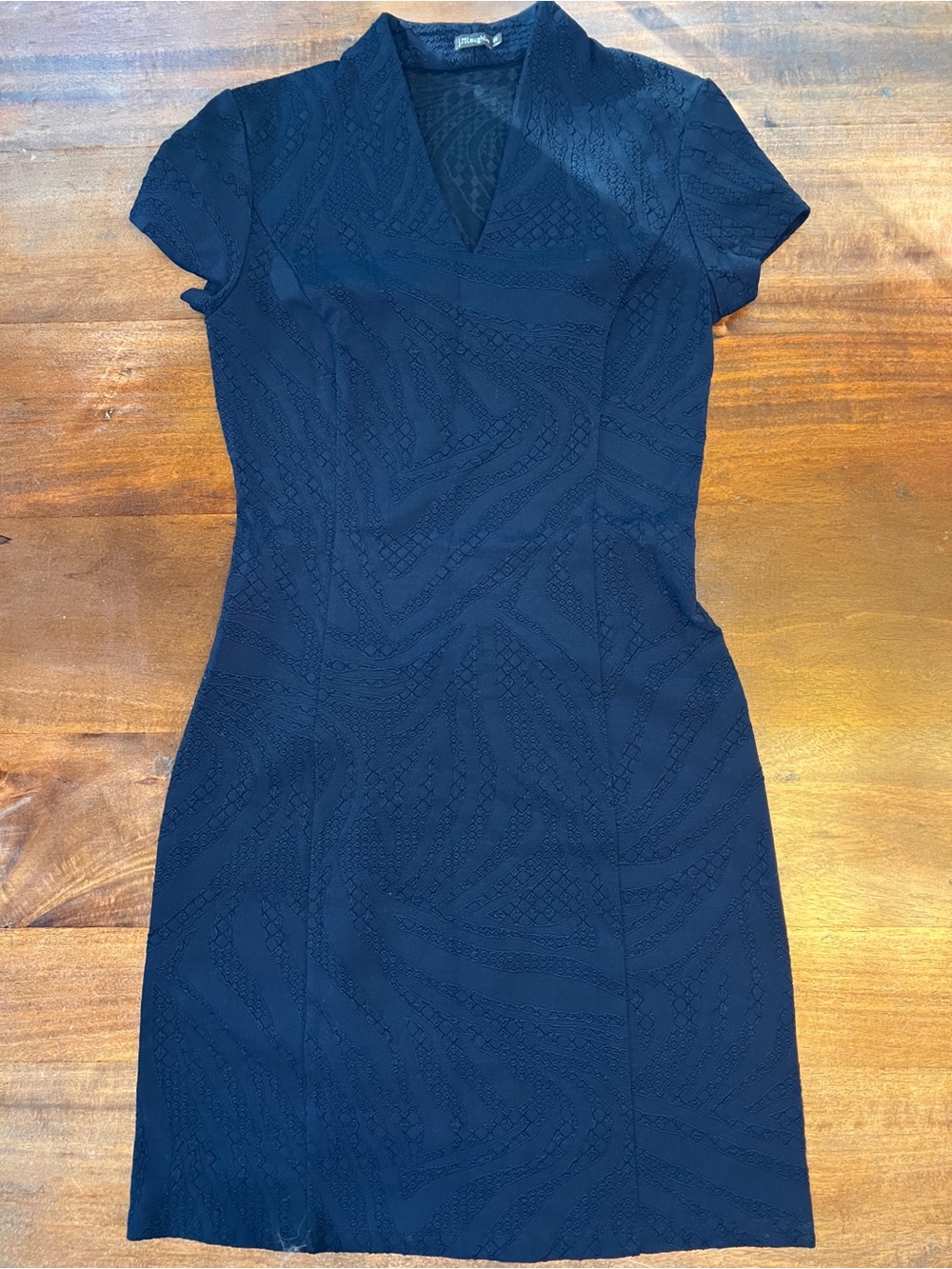 J McLaughlin Women’s Navy/ Blue Textured Fitted Cap Sleeve Dress Size XS
